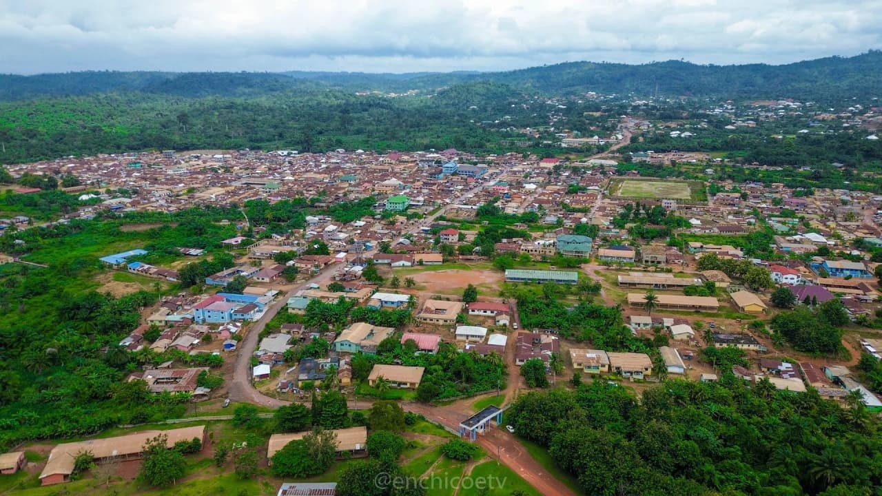 Aerial view of Enchi township